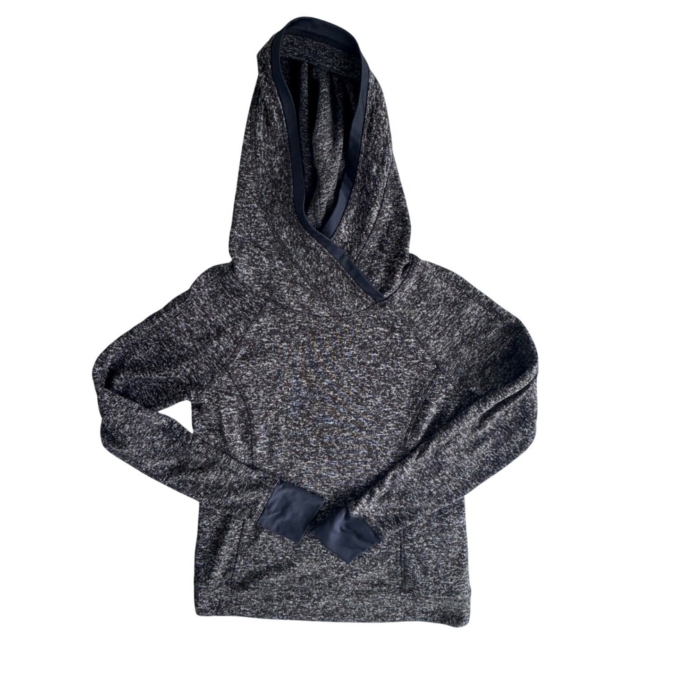 Womens Fleece Hoodie Pullover Medium Gray‎ Marled Cozy Athleisure Loungewear